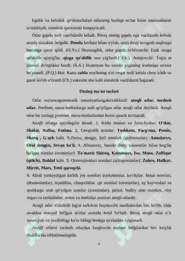 Ot turkumining ma’no turlari 2