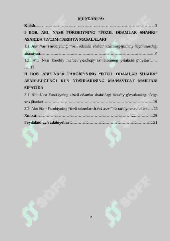 Abu Nasr Forobiyning “Fozil odamlar shahri” asarida  ta’limiy axloqiy qarashlar 2