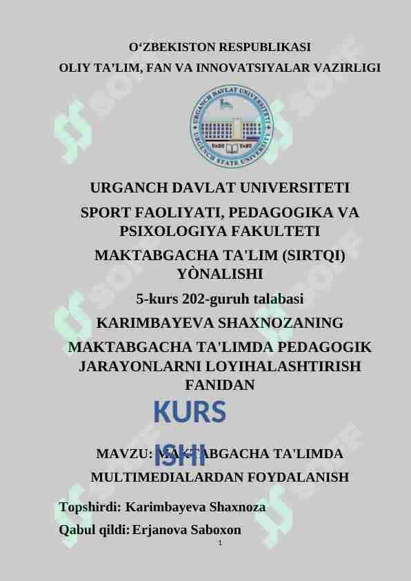 MAKTABGACHA TA'LIMDA MULTIMEDIALARDAN FOYDALANISH