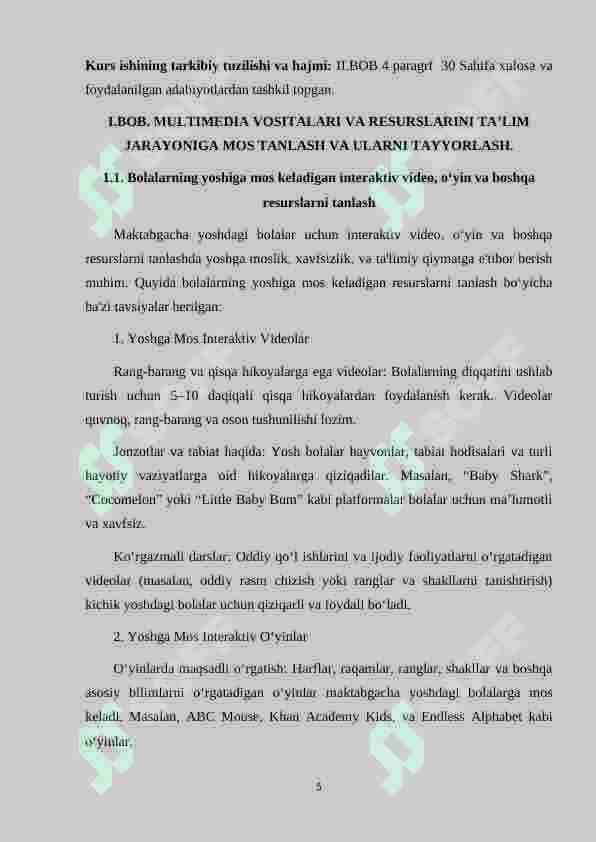 MAKTABGACHA TA'LIMDA MULTIMEDIALARDAN FOYDALANISH 5