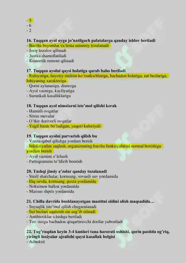 Akusherlik ishi savollar javolari bilan 3