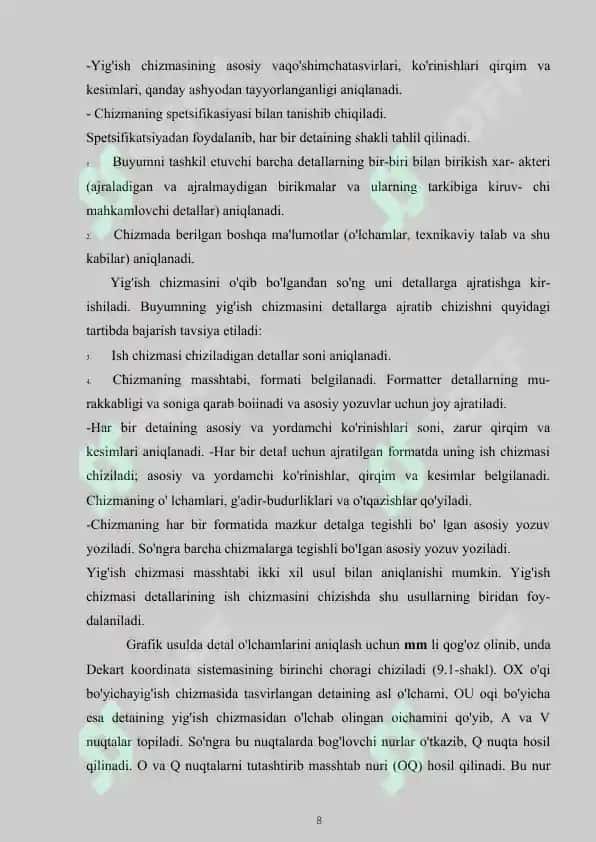 O’QUVCHILARGA YIG’ISH CHIZMALARNI TUZISH TARTIBINI O’RGATISH 8