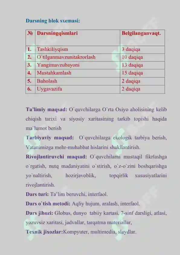 7-sinf geografiyasi o'rta osiyo aholisi o'qitish dars ishlanmasi 3