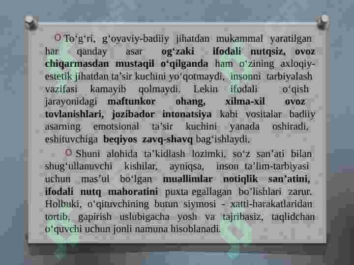 Badiiy oʻqish fanining maqsadlari 6