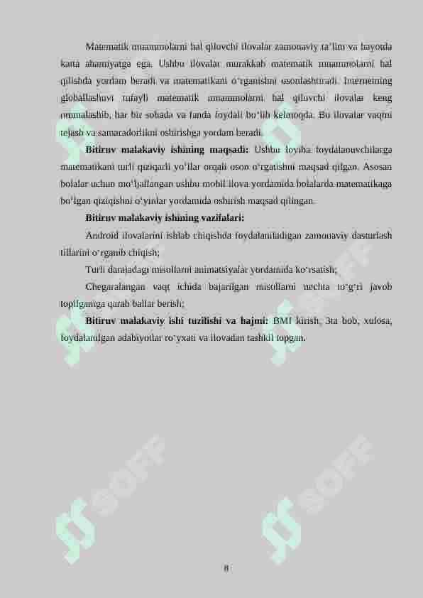 Bolalar uchun matematikani o‘rgatuvchi mobil ilovasini ishlab chiqish 8