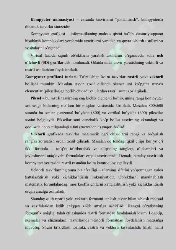 Kompyuter grafikasi haqida tushuncha 2