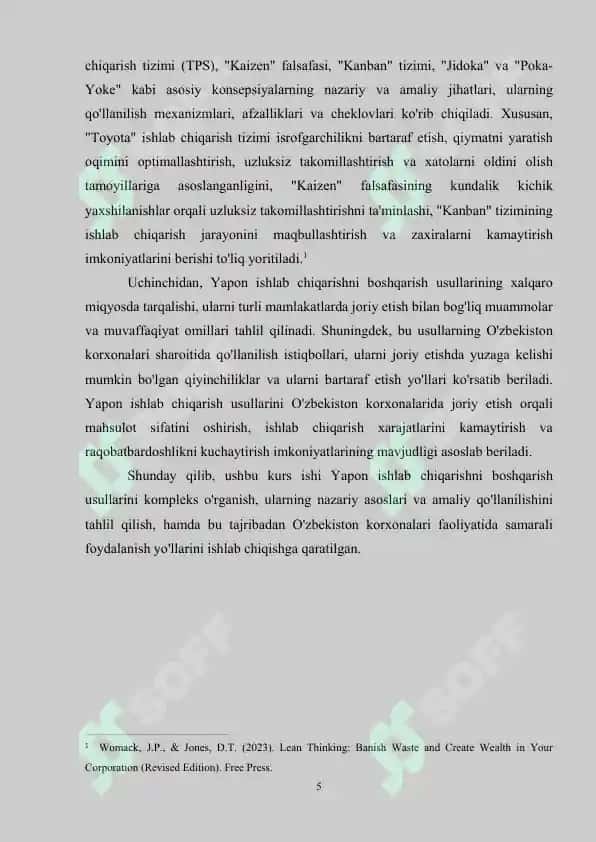 Yapon ishlab chiqarish menejmenti 5