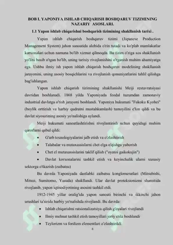 Yapon ishlab chiqarish menejmenti 6