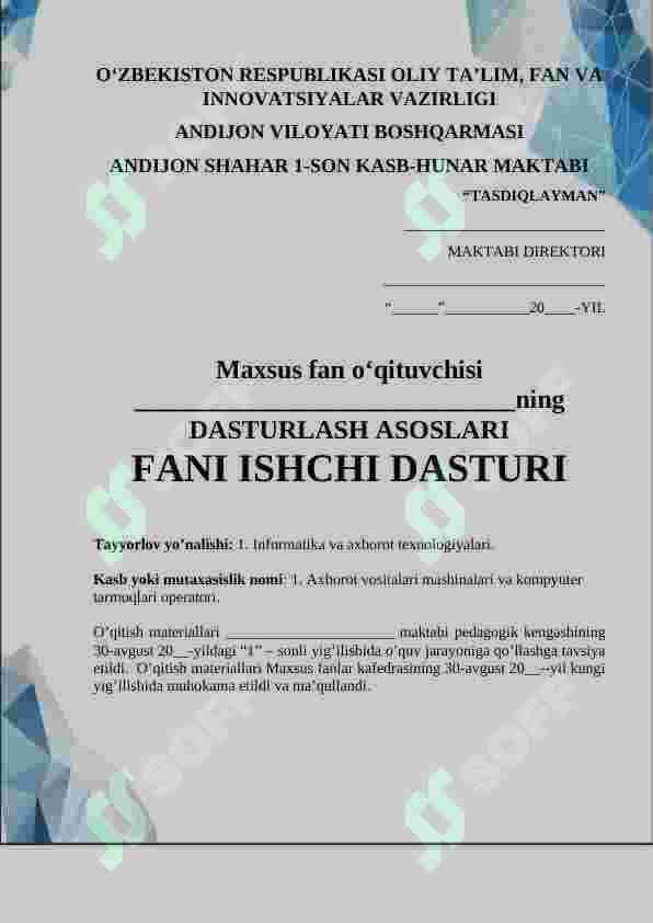 Dasturlash asoslari C++ 3