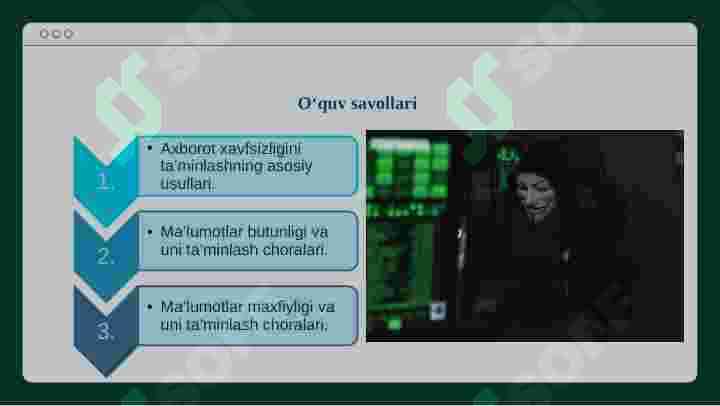 Kiberxavfsizlikda axborot xavfsizligini ta’minlashning asosiy  usullari va shifrlash masalalari 2