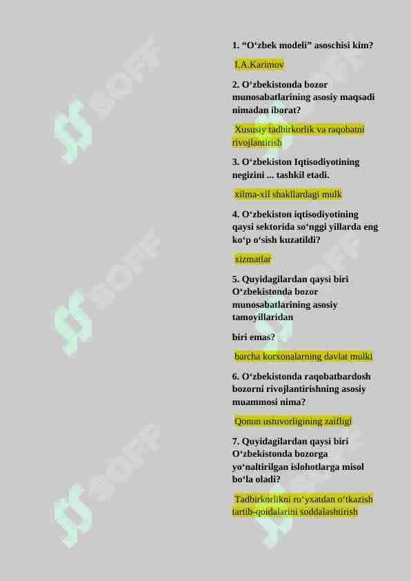 Talimotlar tarixi test