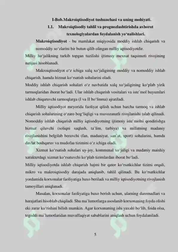 O'zbekiston Respublikasi rivojlanishining makroiqtisodiy ko'rsatkichlari 5