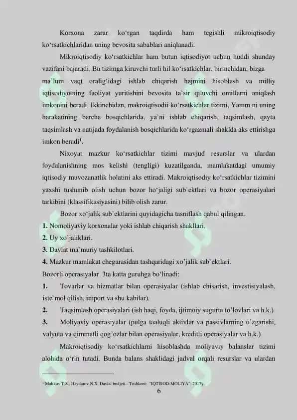 O'zbekiston Respublikasi rivojlanishining makroiqtisodiy ko'rsatkichlari 6