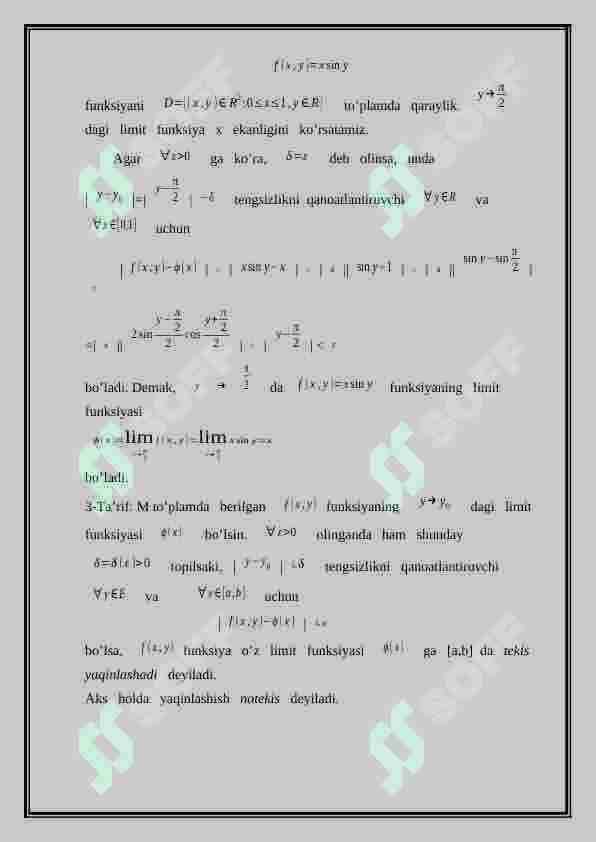 Parametrga bog’liq karrali integrallar. 5