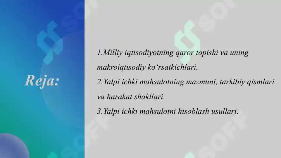 Milliy iqtisodiyot va uning makroqitisodiy o`lchamlari 2