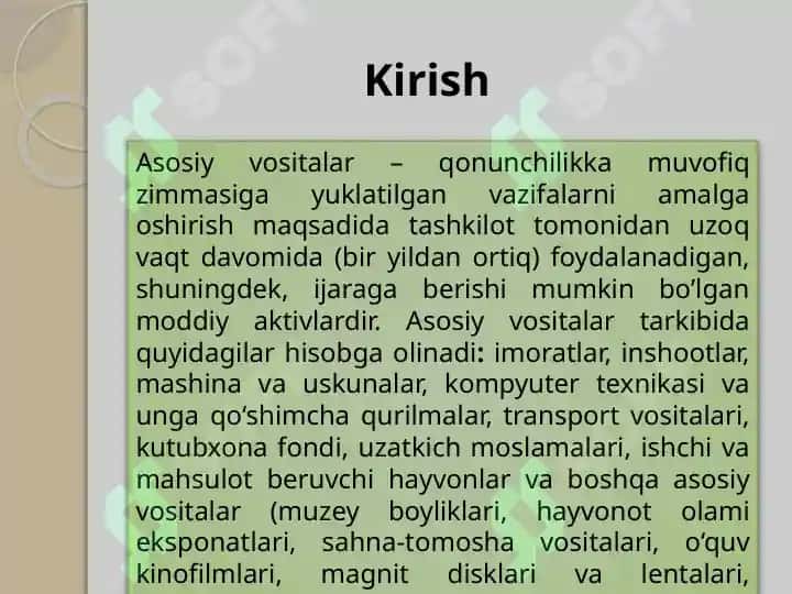 Budjet tashkilotlarida asosiy vositalar hisobini tashkil etish 3