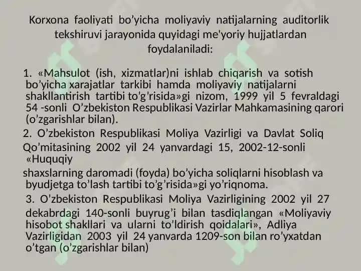 Mahsulotlarni sotilishi va undan ko'rilgan moliyaviy natijalar auditning xususiyatlari 3