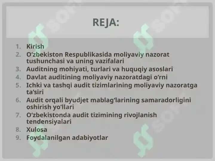 O‘zbekiston Respublikasi moliyaviy nazorat tizimida auditning roli 2