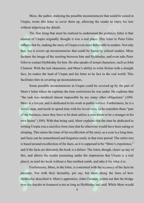 THOMAS MORE NOVELS AND ITS PHILOSOPIC MEANING 8