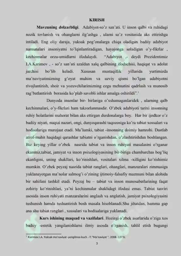 BADIIY ADABIYOTDA TABIAT TASVIRI. ABDUQAYUM YÔLDOSHEVNING “ DARYO” ROMANI MISOLIDA 3