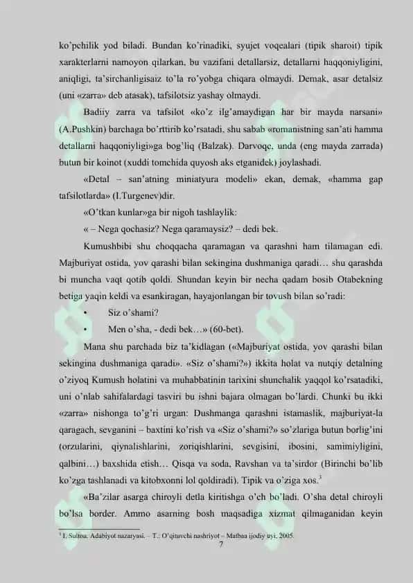 HIKOYADA DETALNING QO’LLANILISHI. NABI JALOLIDDIN HIKOYALARI MISOLIDA 7