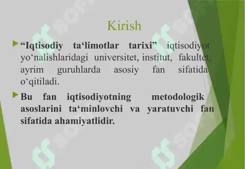 Iqtisodiy ta’limotlar tarixi fanining predmeti va o‘rganish usuli 2
