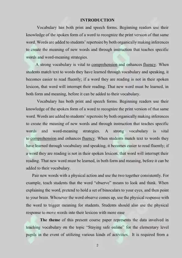 Role of Vocabulary in the Teaching-Learning Process 2