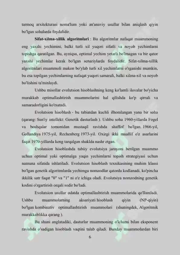 Evolutsion dasturlash. Genetik algoritm 6