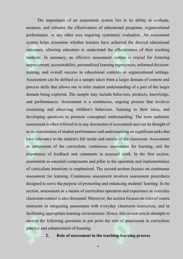 Role of assessment in the teaching-learning process 4