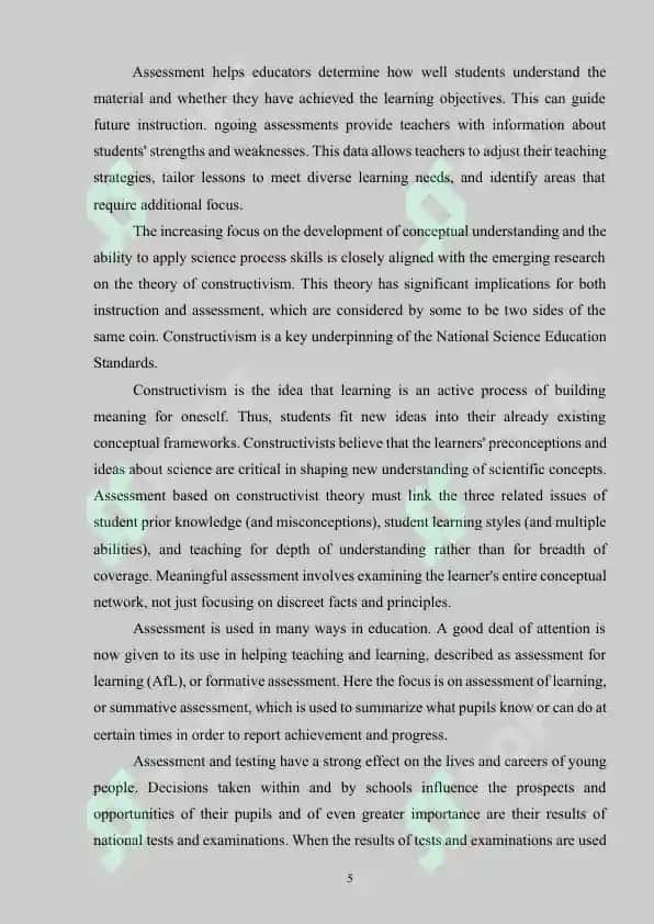 Role of assessment in the teaching-learning process 5