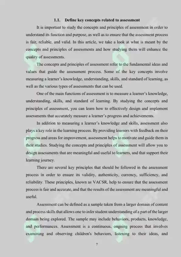 Role of assessment in the teaching-learning process 7