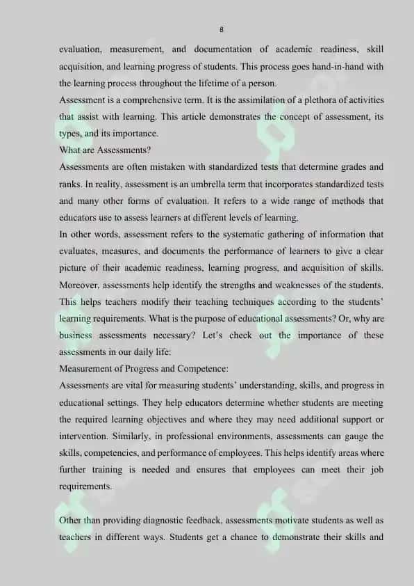 THEORETICAL FRAMEWORK OF ASSESSMENT 8