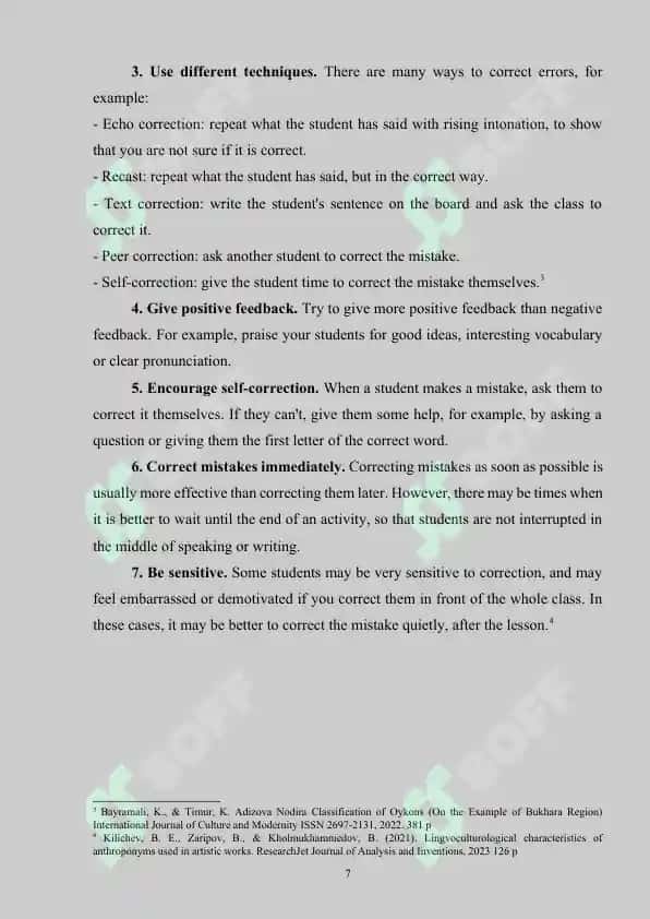 TYPES OF ERRORS IN LANGUAGE TEACHING 7