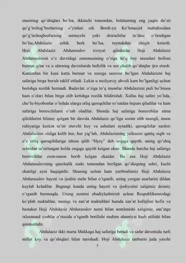 O’zbekiston xalq hofizlari va bastakorlari ijodiyotini o’rganish 7
