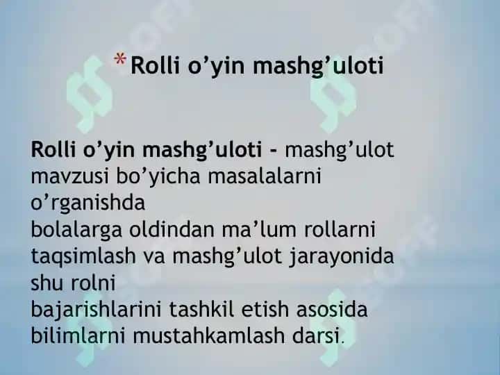 Maktabgacha ta'limda mashg'ulot va o'yin turi 3