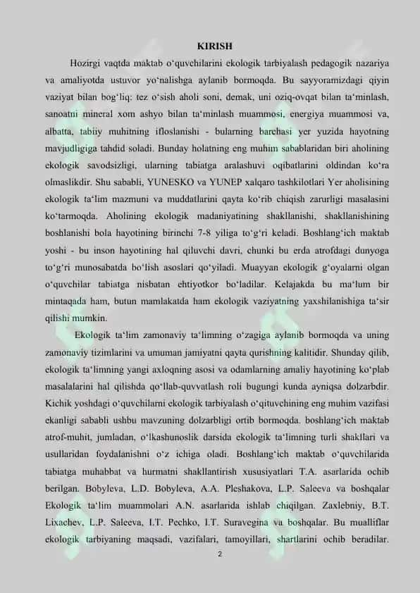 Boshlang‘ich sinf o‘quvchilarini ekologik tarbiyalash 2