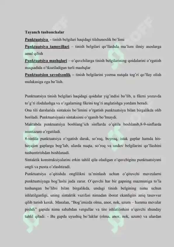 Punktuatsiya o’qitish masalalari 2