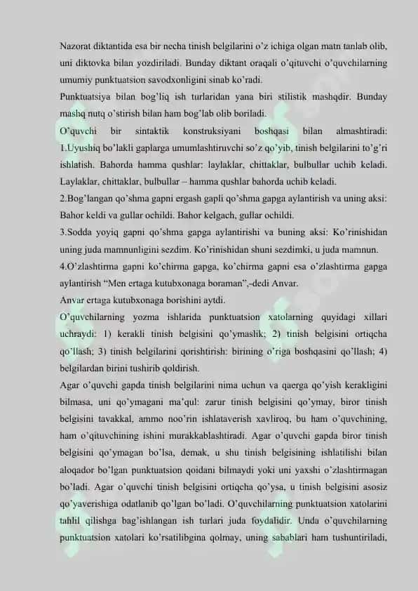 Punktuatsiya o’qitish masalalari 4