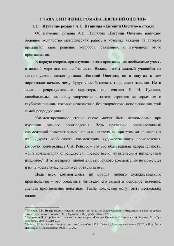 Изучение романа A.C. Пушкина «Евгений Онегин» в школе 5