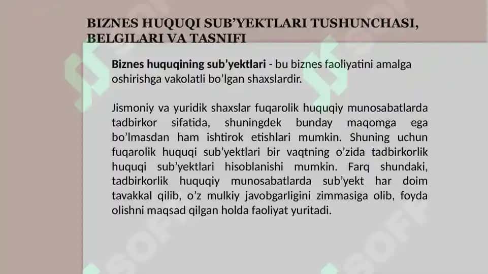 Biznes huquqi subektlari 3