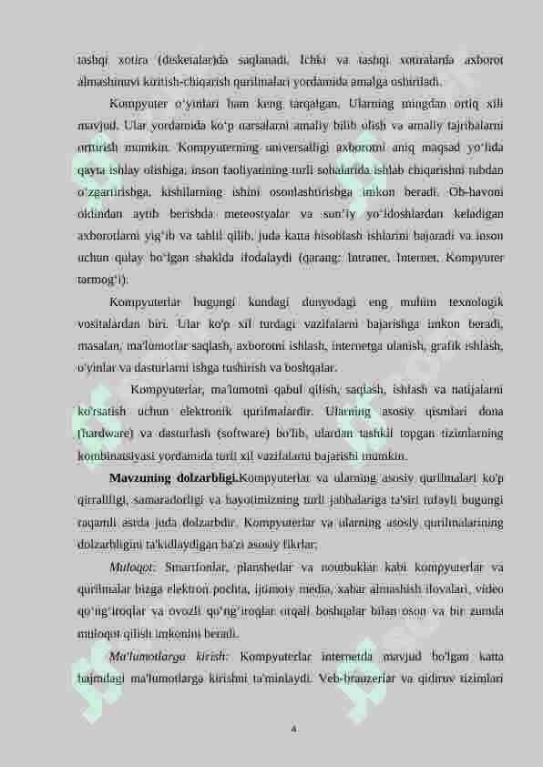 Kompyuterlar va ularning asosiy qurilmalari 4