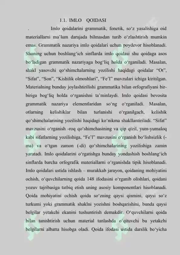 Orfografiya qoidalari ustida ishlash metodikasi 6