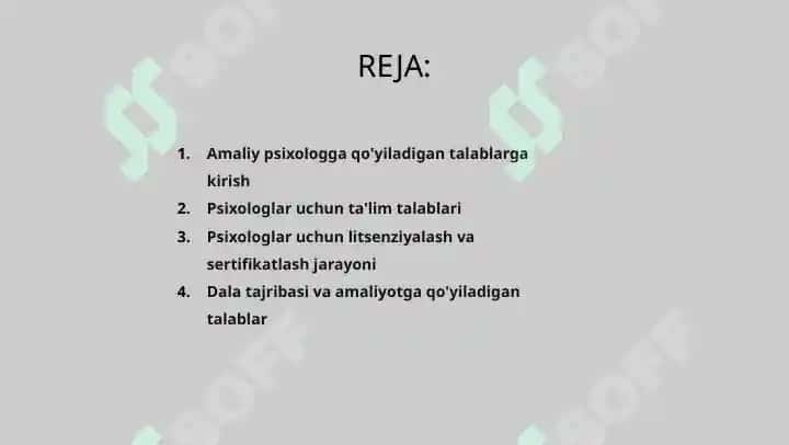 Amaliyotchi psixologga qo’yiladigan talablar 2