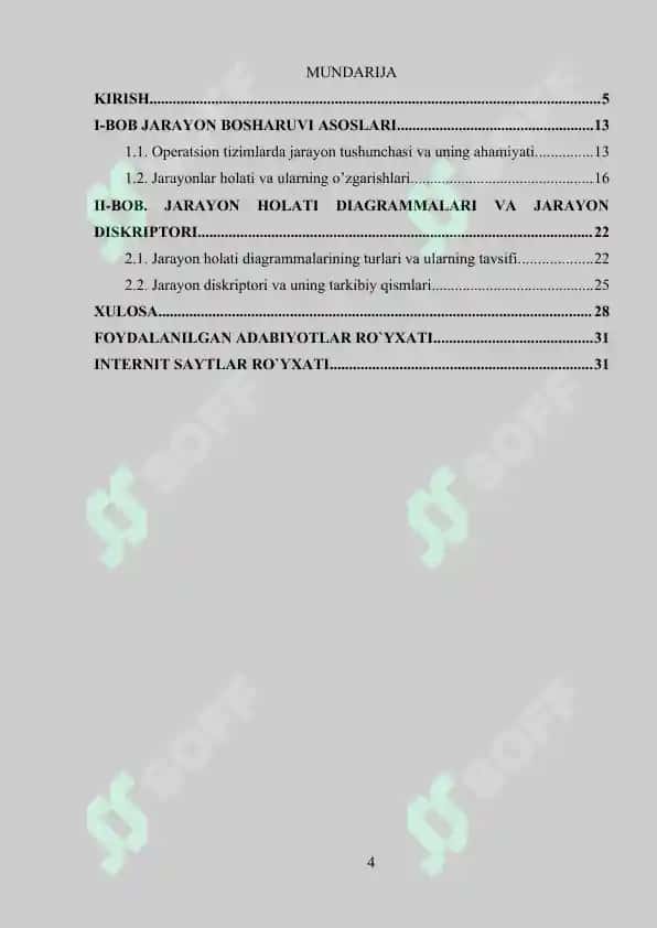 Jarayon holati diagrammalari va jarayon diskriptori 4