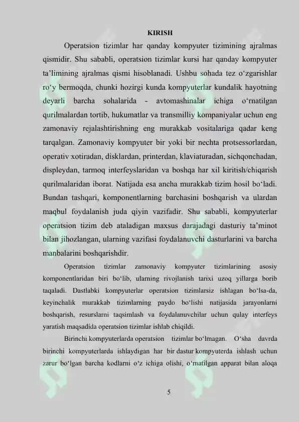Jarayon holati diagrammalari va jarayon diskriptori 5
