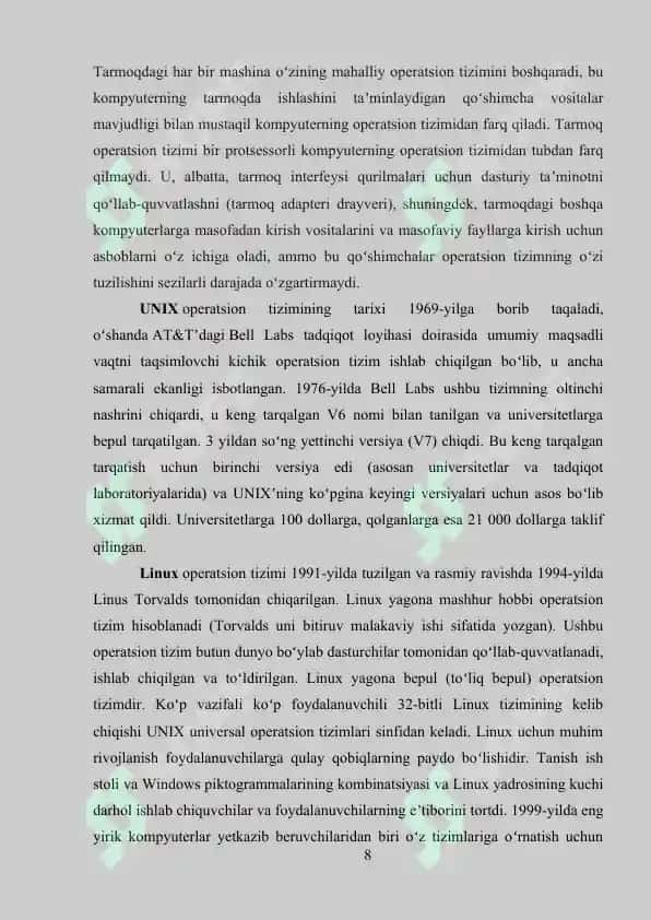 Jarayon holati diagrammalari va jarayon diskriptori 8