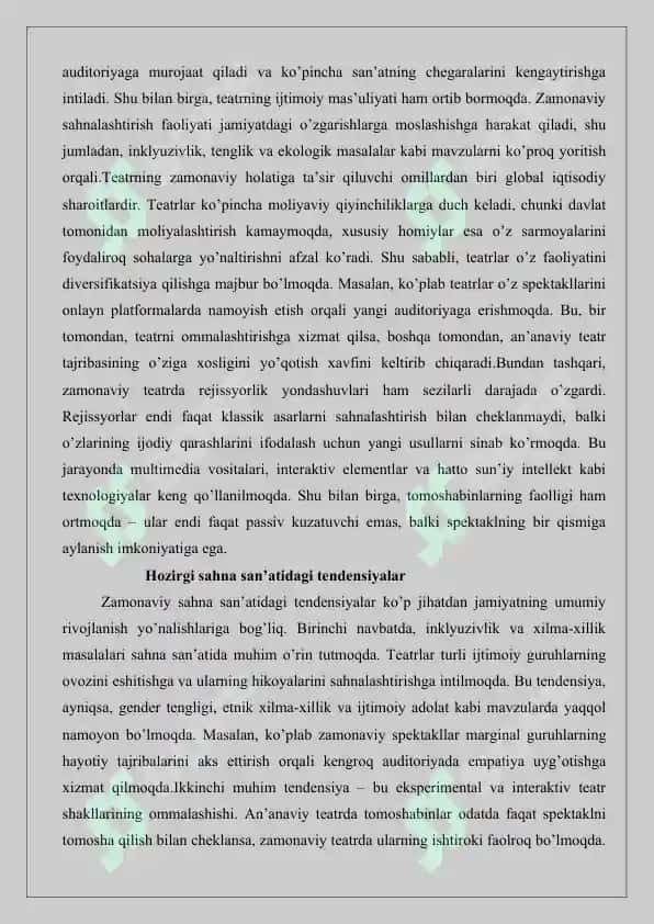 Sahnalashtirish faoliyatini rivojlantirish vositasi 7