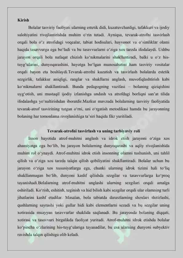 Tevarak-atrofni tasvirlash asosida bolalarning tasviriy faoliyati 2