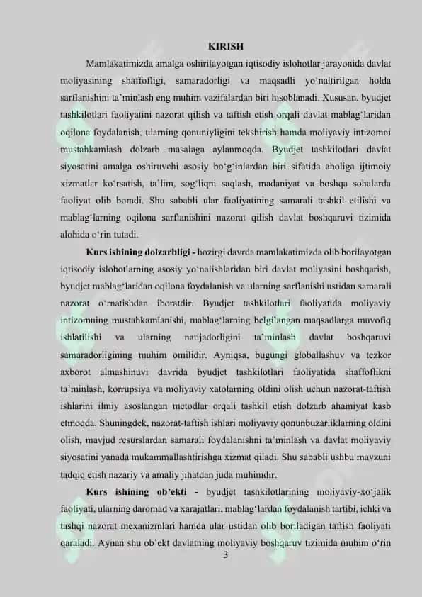 Byudjet tashkilotlarida nazorat-taftish ishlarini tashkil etish usullari 3