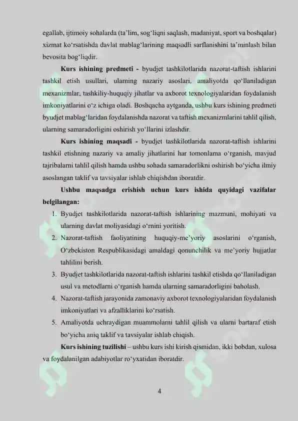 Byudjet tashkilotlarida nazorat-taftish ishlarini tashkil etish usullari 4